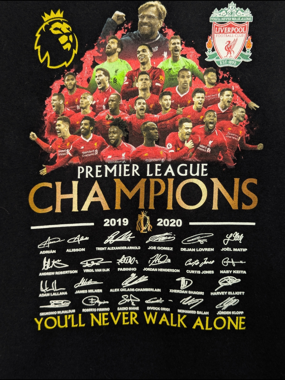 Liverpool Soccer Football Premier League Champions 2019 2020 T-Shirt Womens L